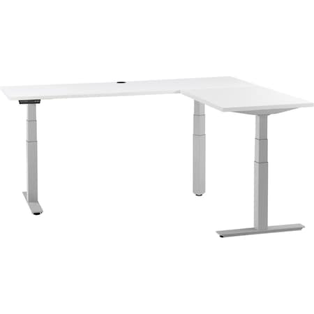 Interion By Global Industrial Sit Stand L-Desk, 24 in D X 23 to 48 in H, 72 in W X 695778LWHGY